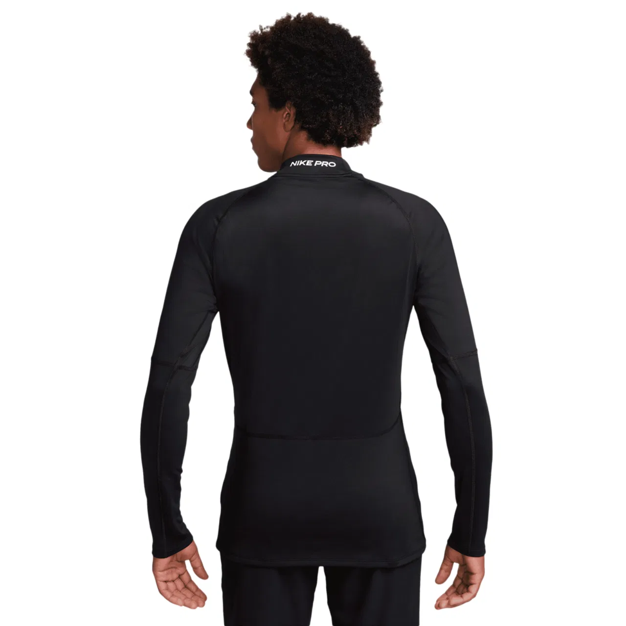 Мужская футболка с длинным рукавом Nike Pro Warm Mock, Nike, Black/White — фото 2