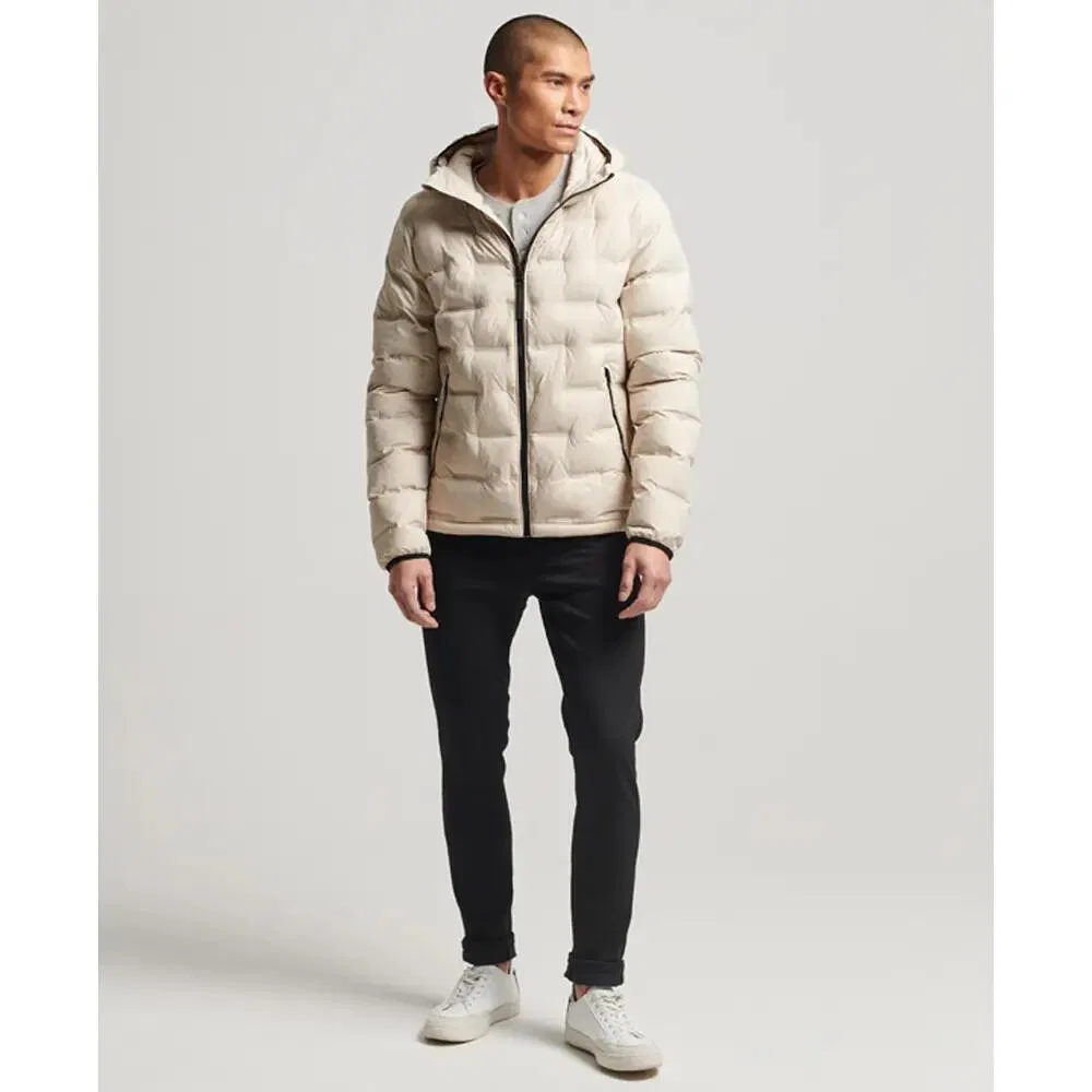 Женская стеганая куртка с капюшоном Superdry, Beige — фото 2