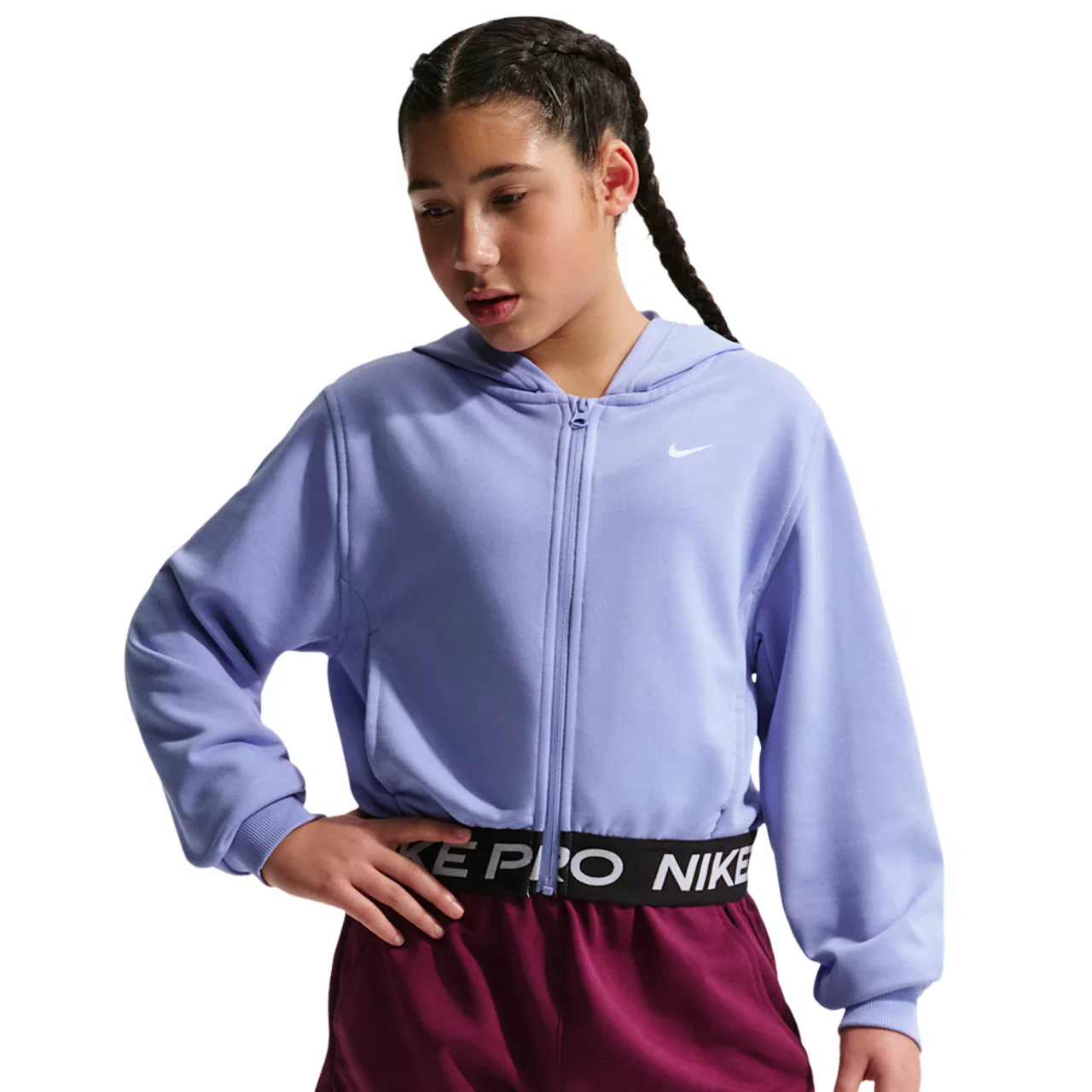 Толстовка на молнии для мальчиков Dri-FIT Full-Zip Fleece Nike, цвет Light Thistle/Light Thistle/Black