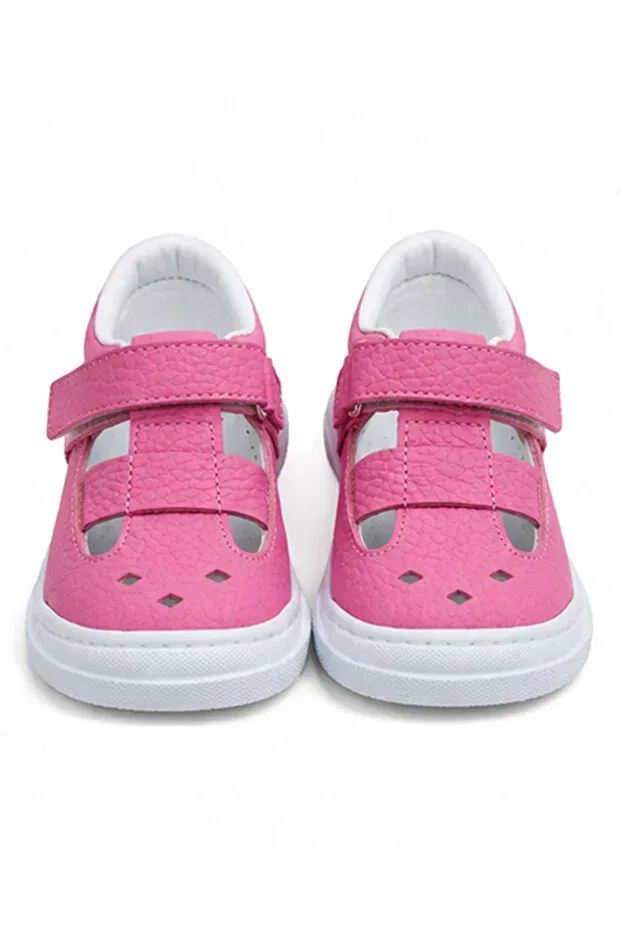 Детские ботинки для новорожденных с липучкой Handmade first step baby shoes Joy Colours, Pink — фото 2