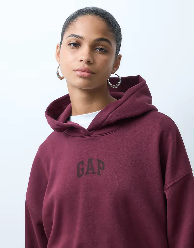 Укороченная толстовка GAP с логотипом на груди, бордовый