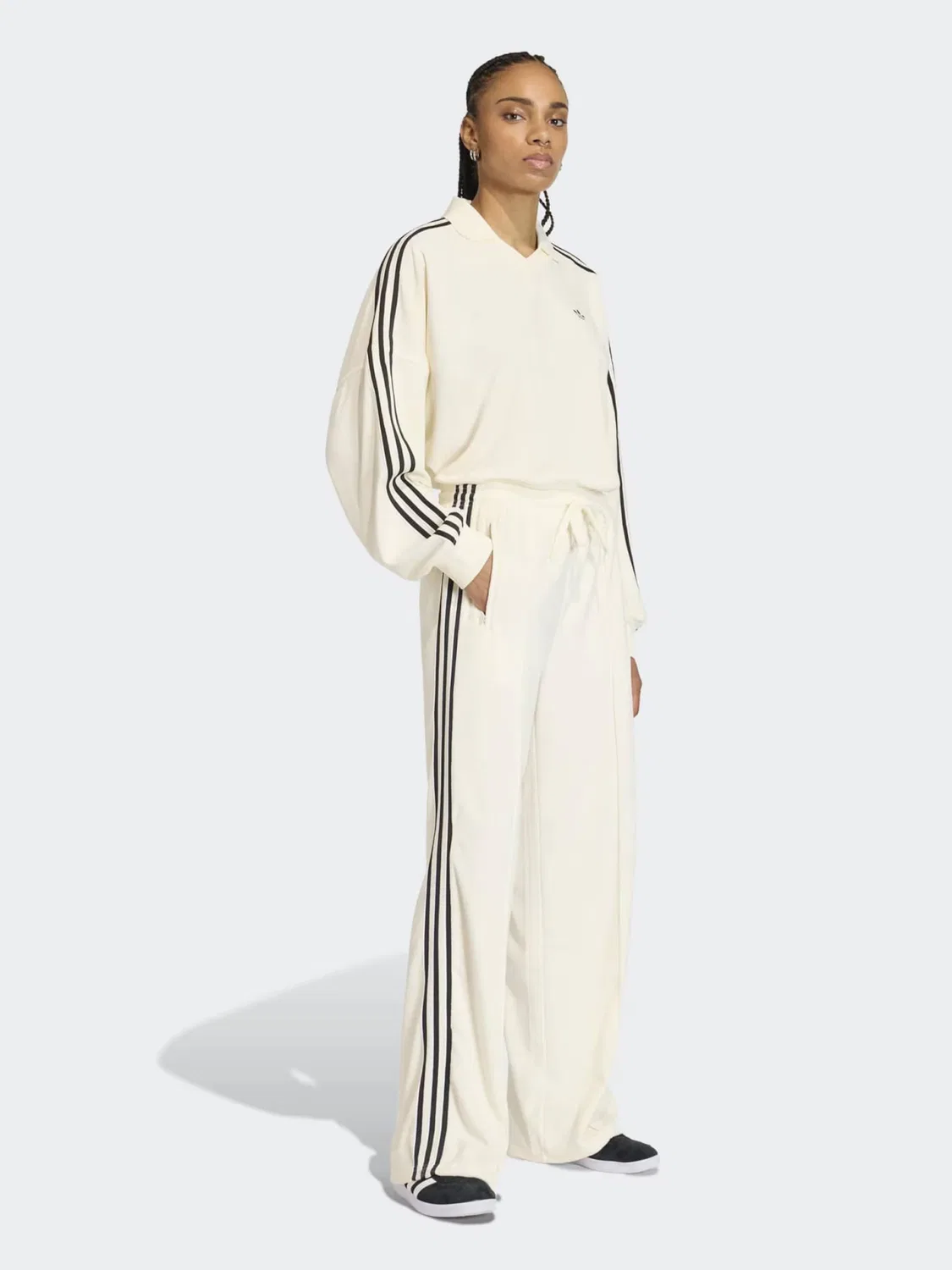 Брюки Adidas Originals свободного кроя Firebird, белый — фото 4