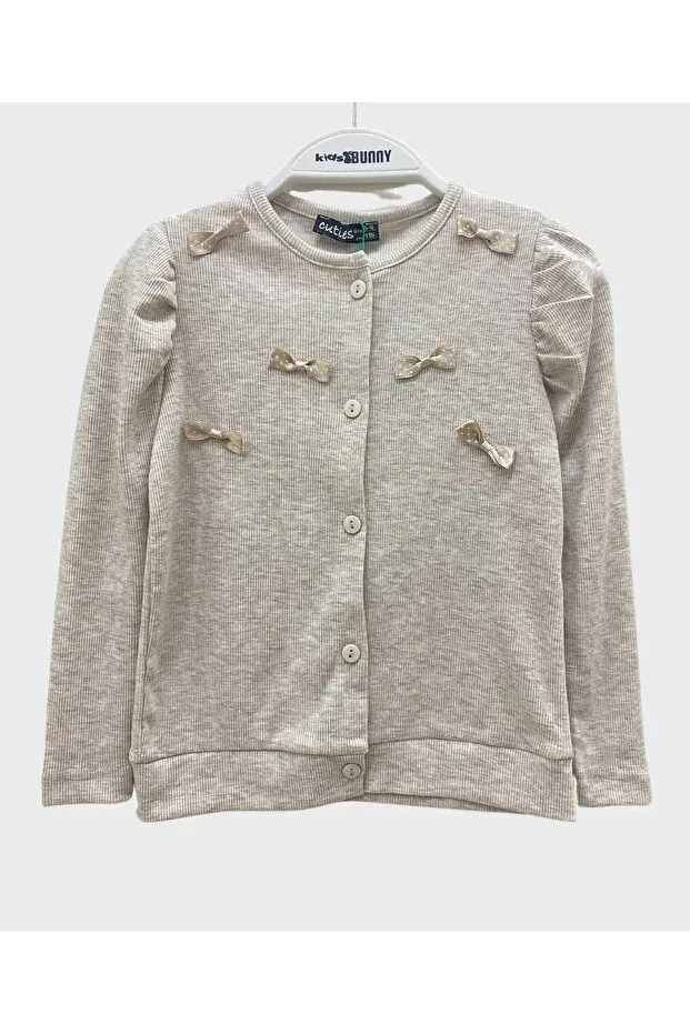 Детский кардиган для девочек с принтом Bow Girl Cardigan Woorage, Beige