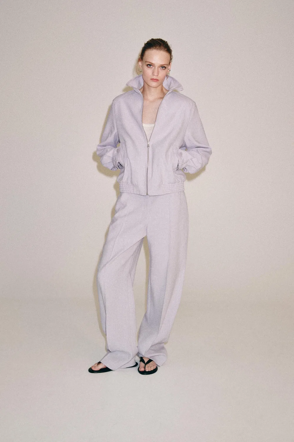 Куртка-бомбер из льняной смеси от ZW COLLECTION ZARA, Mauve