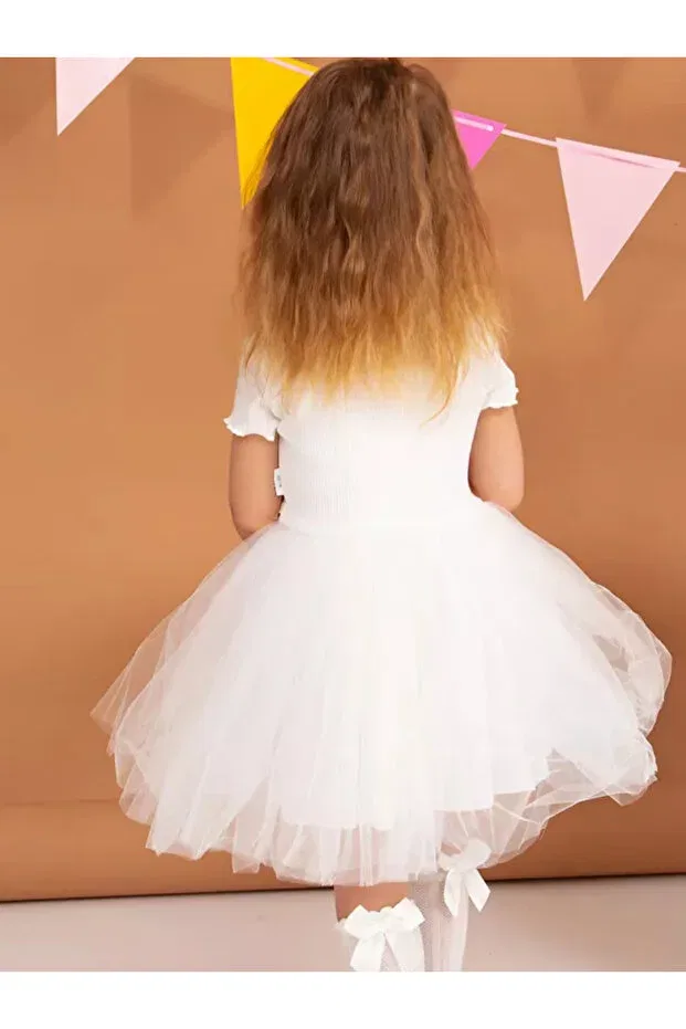 Детское платье для девочек хлопковое с принтом Cherry Nc Gift, White — фото 4