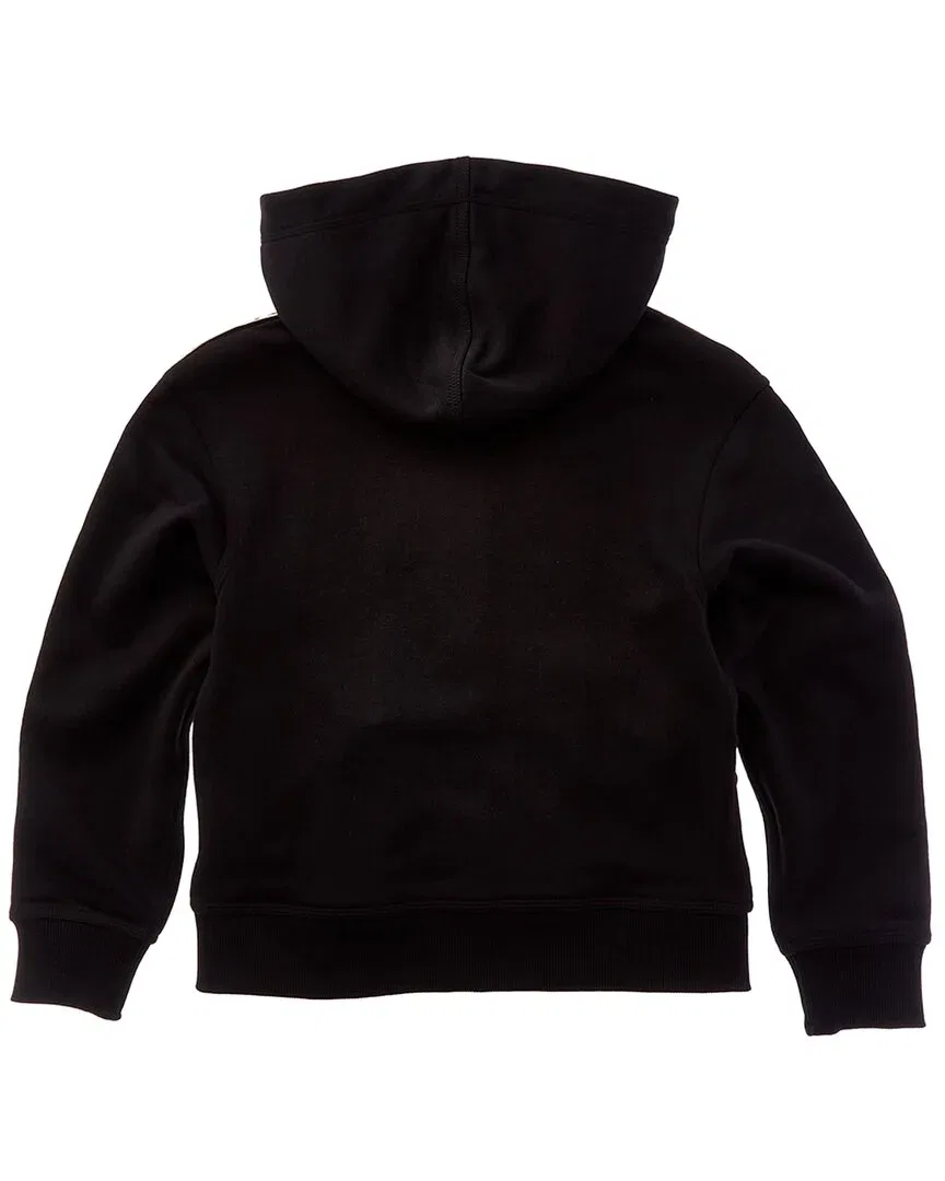 Детское худи на молнии с принтом Burberry Check Trim Zip Hoodie, черный — фото 2