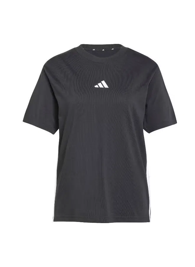 Футболка хлопковая Essentials 3-Stripes Adidas, черный — фото 2