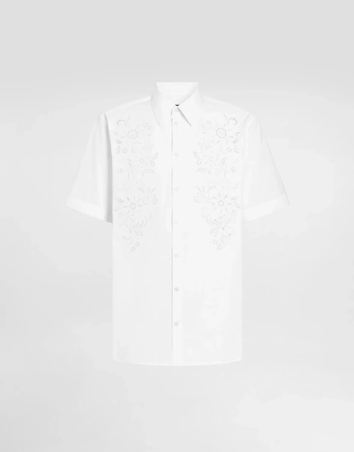 Гавайская поплиновая рубашка с вышивкой-ришелье Dolce & Gabbana, белый