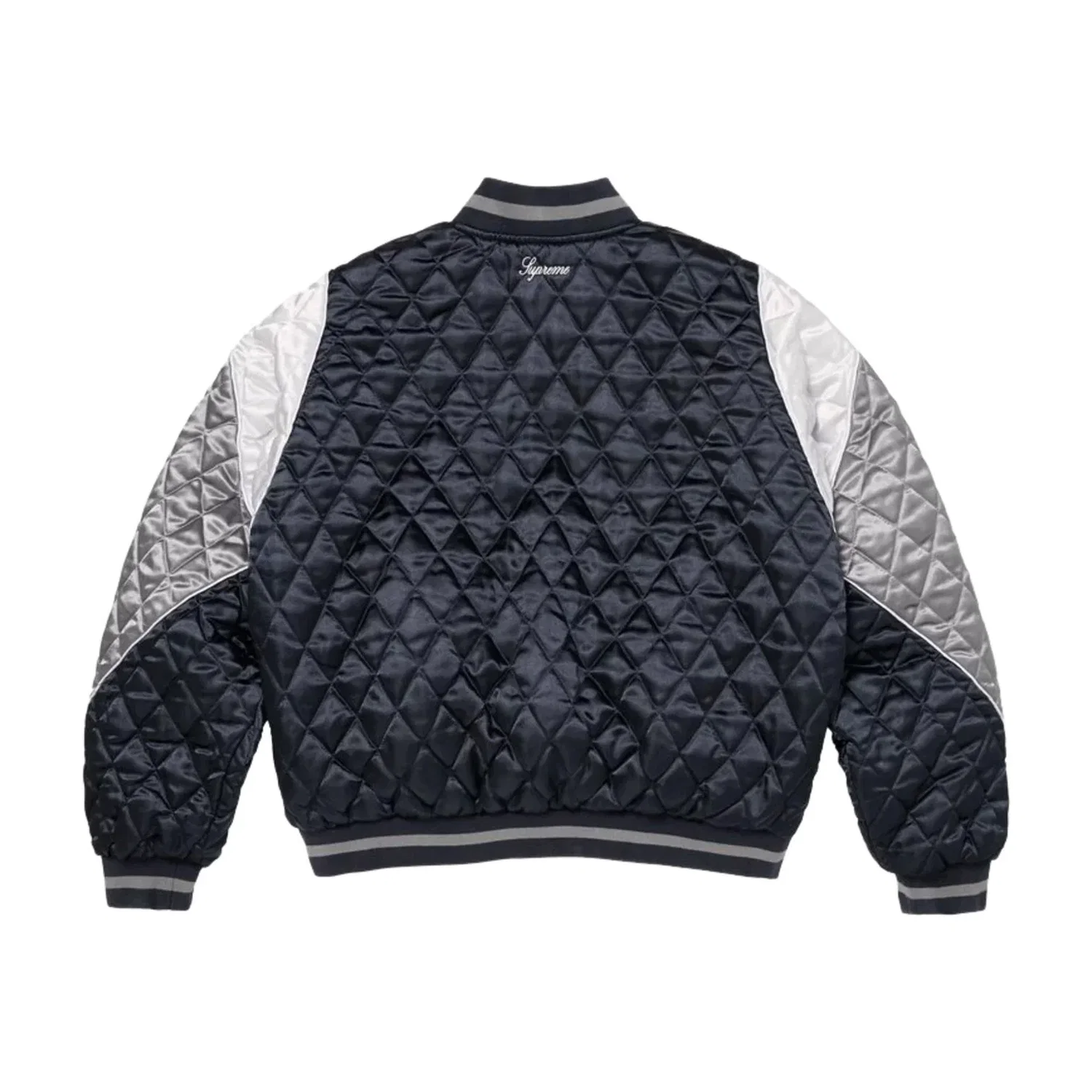 Мужская куртка Champion FW26 Quilted Satin Varsity Jacket 'Navy' Supreme, темно-синий — фото 3