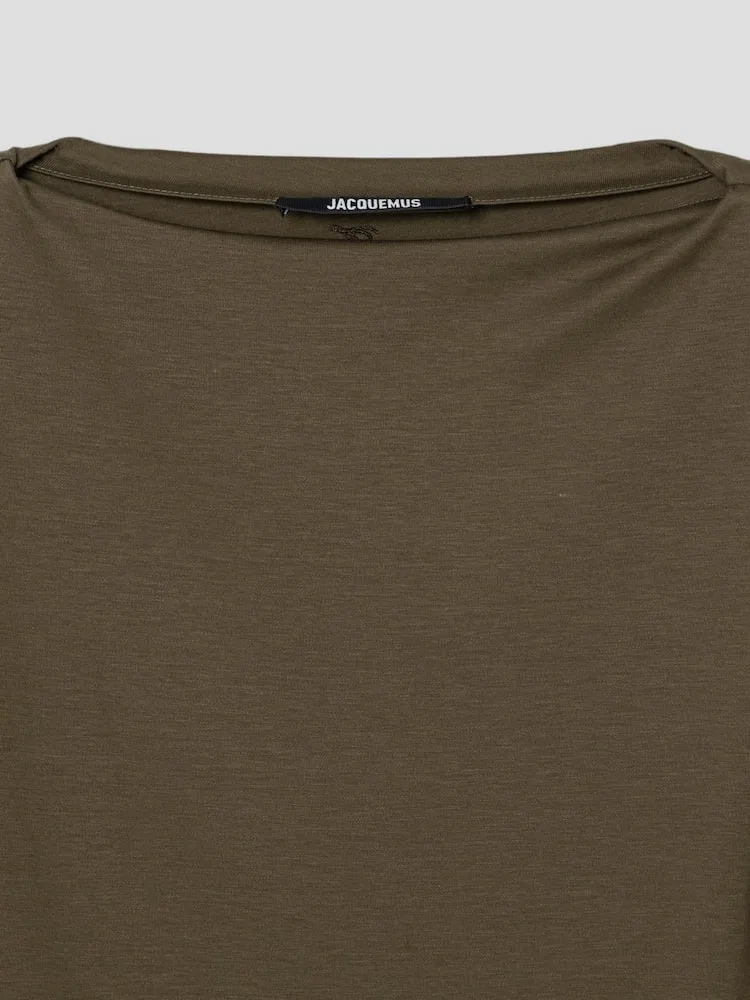 Платье асимметричное La Robe Drap JACQUEMUS, Dark Khaki — фото 3