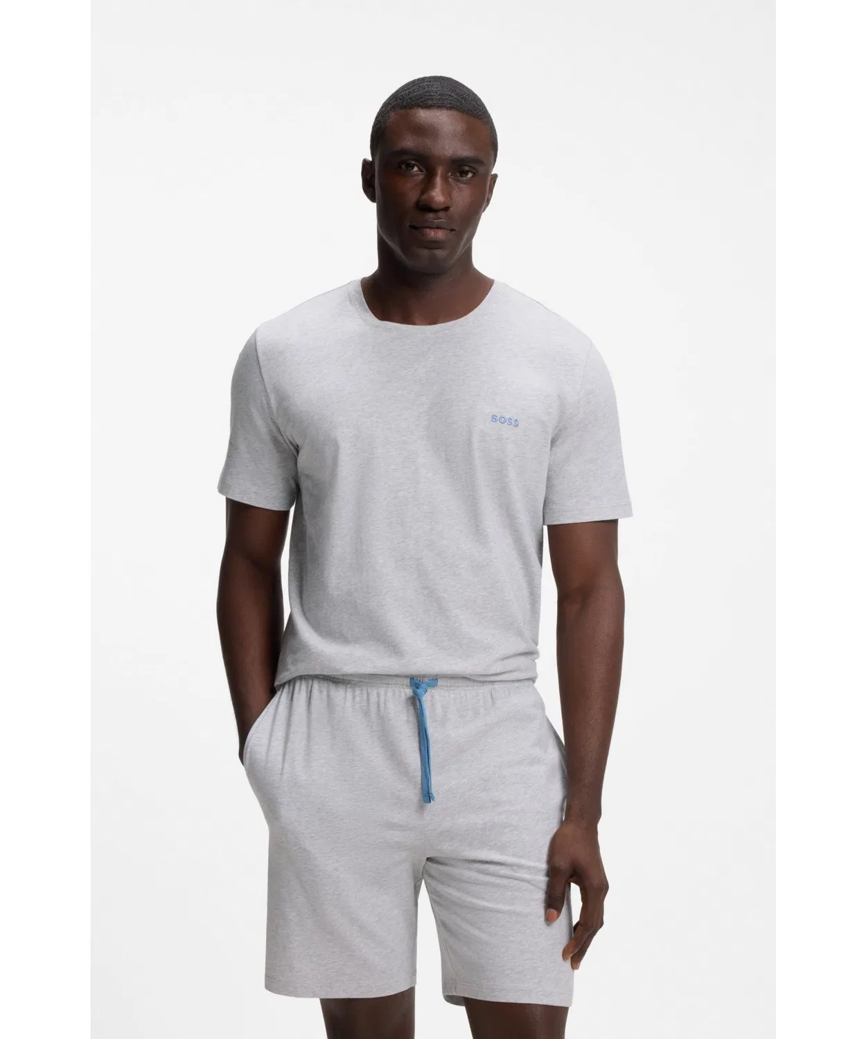 Мужская футболка с вышивкой логотипа BOSS, Light Grey