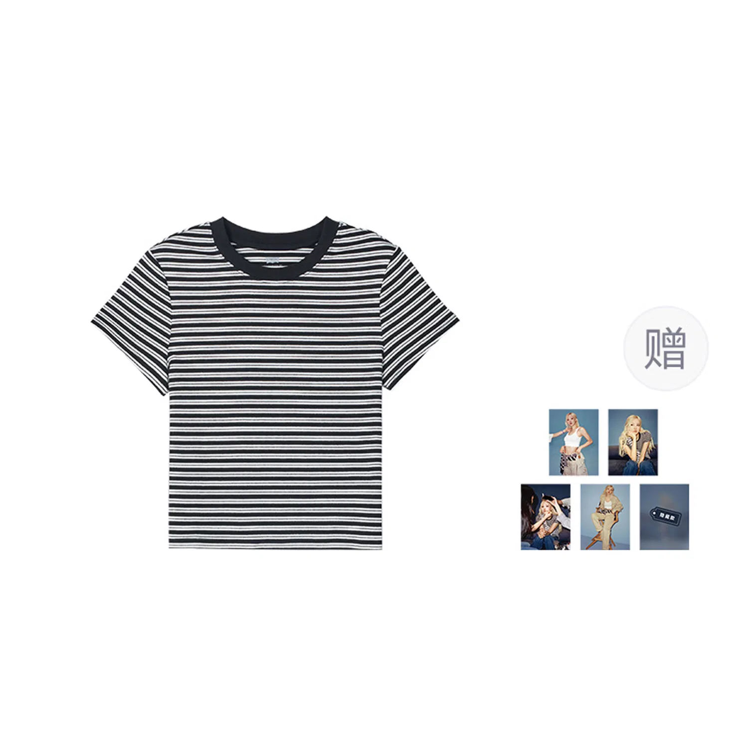 Женская футболка с круглым вырезом Levis, Black White Stripes — фото 4