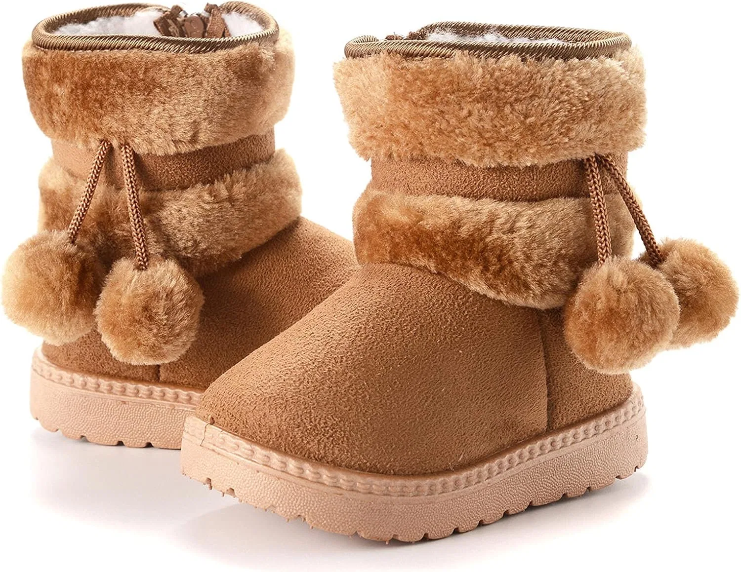Детские зимние ботинки для девочек и мальчиков с мехом Yeeteepot, Brown — фото 3