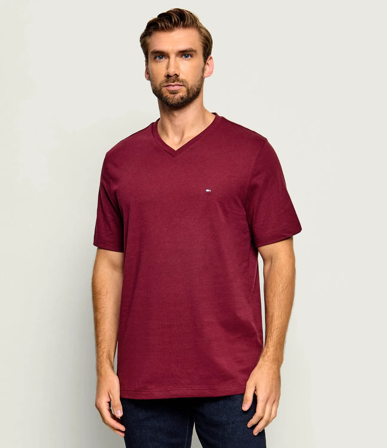 Футболка с V-образным вырезом Essential Tommy Hilfiger, Bordeaux