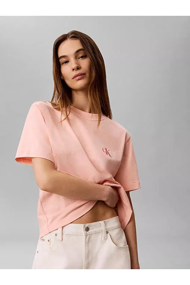 Женская футболка хлопковая с принтом Calvin Klein, Pink