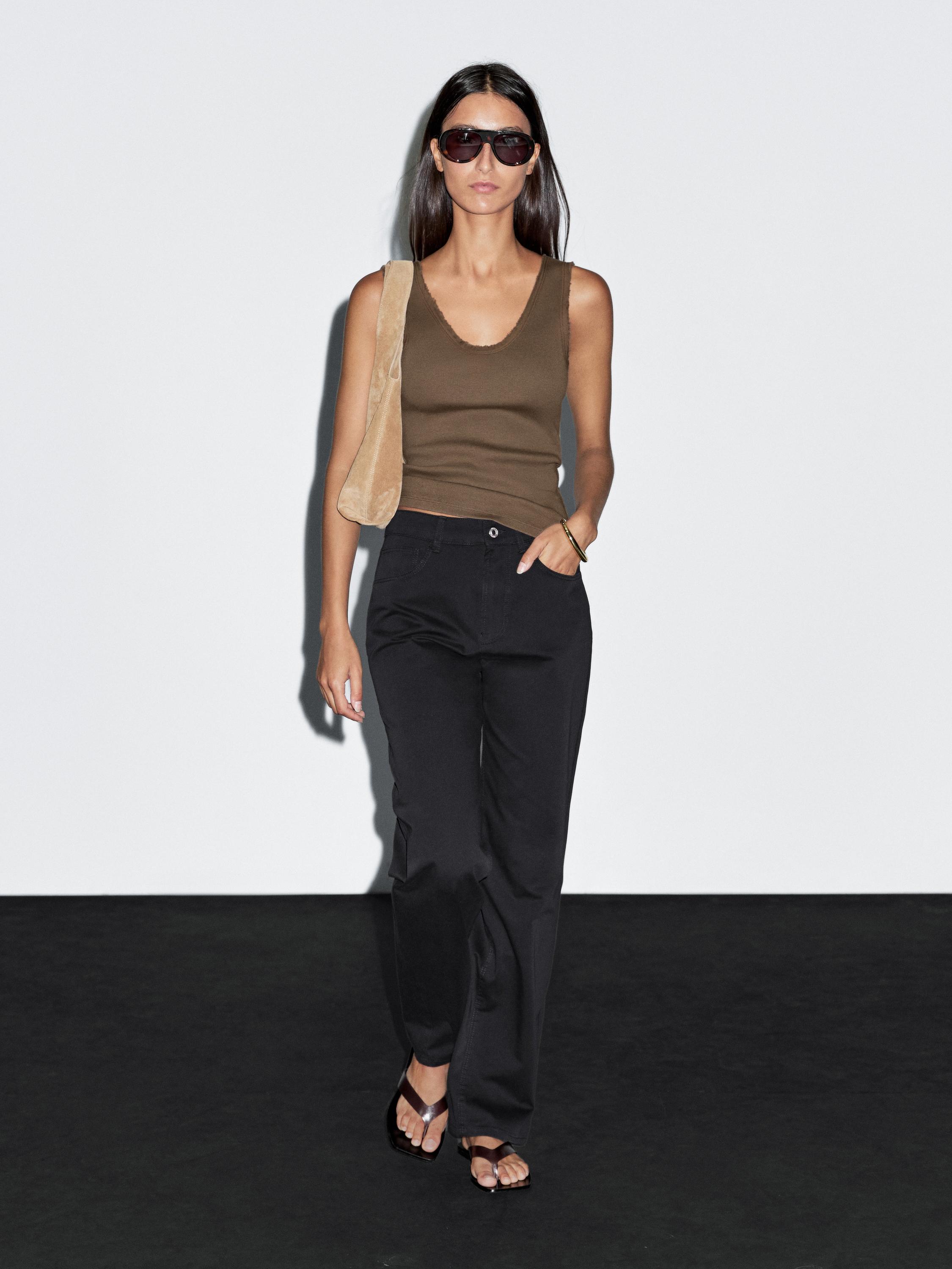 

Брюки прямого кроя со средней посадкой Massimo Dutti, темно-синий