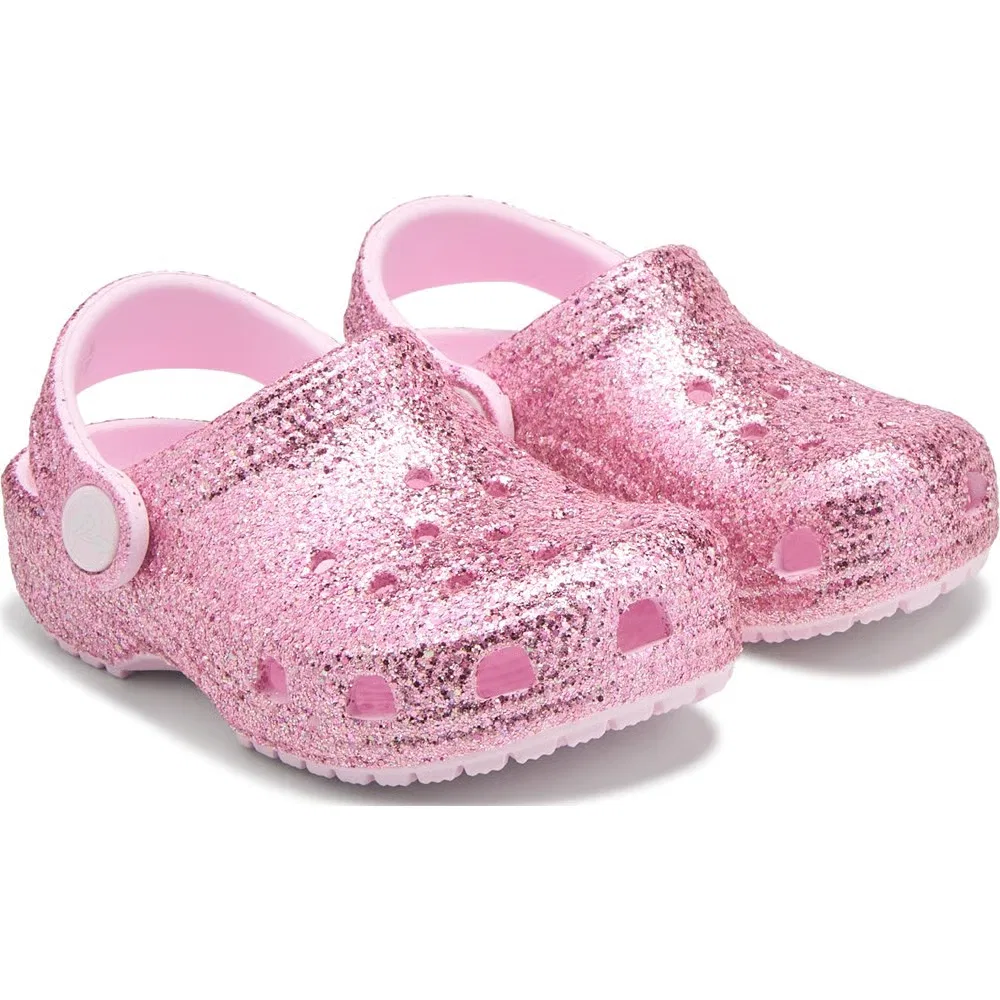 Детские классические сабо с блестками для малышей Crocs, Pink Glitter