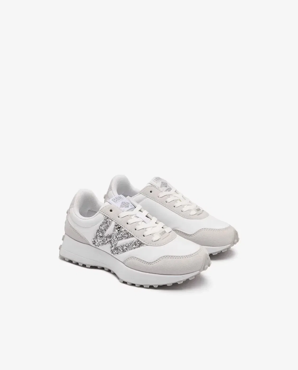 Детские кроссовки для девочек с блестящей отделкой Logo Glitter B&W Conguitos, Blanco — фото 3