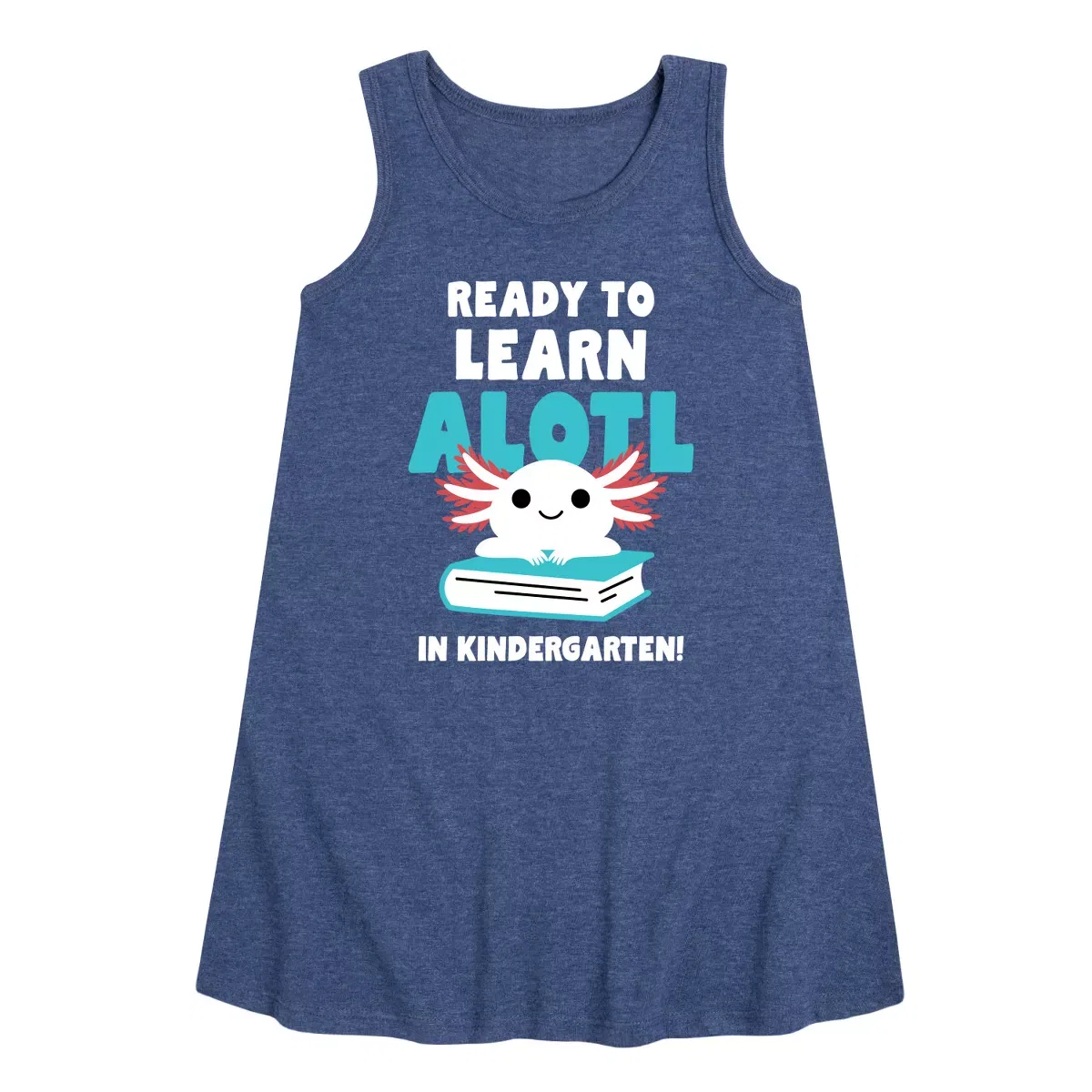 Детское платье-трапеция без рукавов Learn Alotl In Kindergarten Instant Message, Heather Navy
