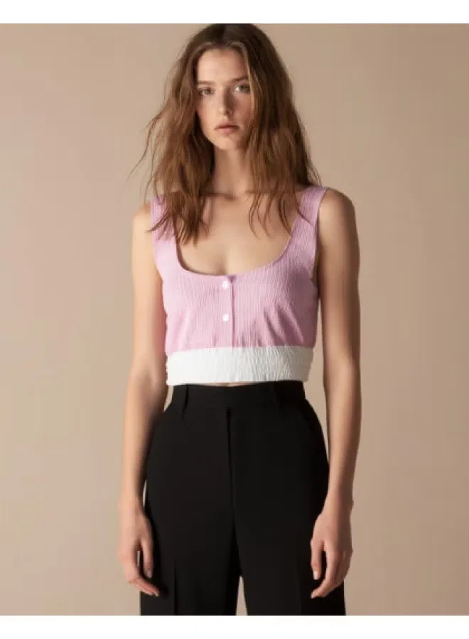Топ без рукавов с контрастными полосами Zara, розовый