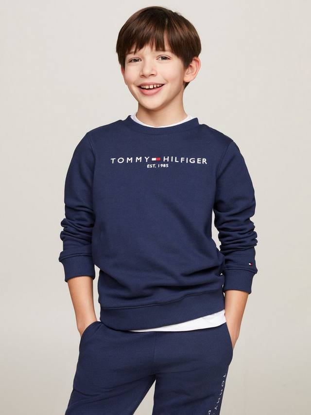 

Детский базовый свитшот из органического хлопка с логотипом Tommy Hilfiger, Twilight Navy