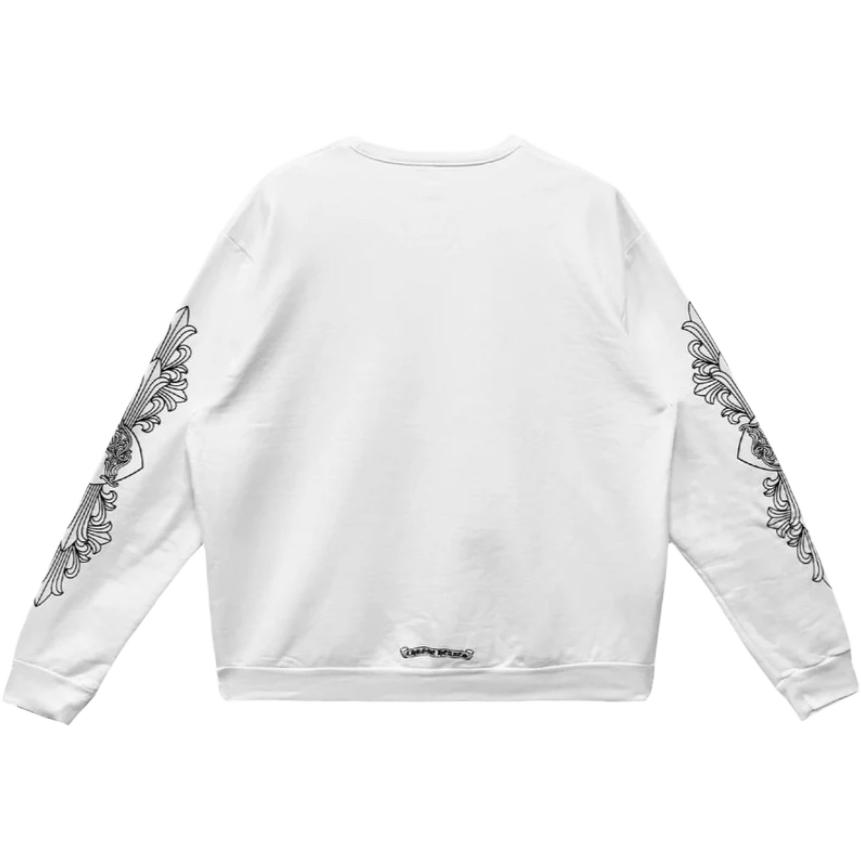 Свитшот с цветочным принтом и круглым вырезом Chrome Hearts, белый — фото 3