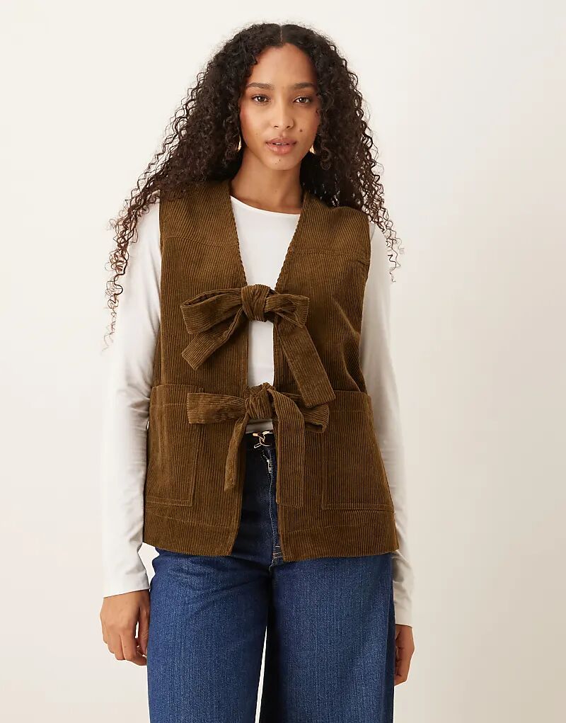 

Glamorous жилет с завязкой спереди из оливково-коричневого шнура