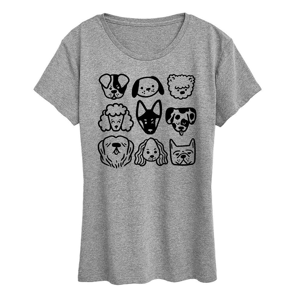 

Женская футболка с рисунком Dog Faces Grid, цвет Heather Gray