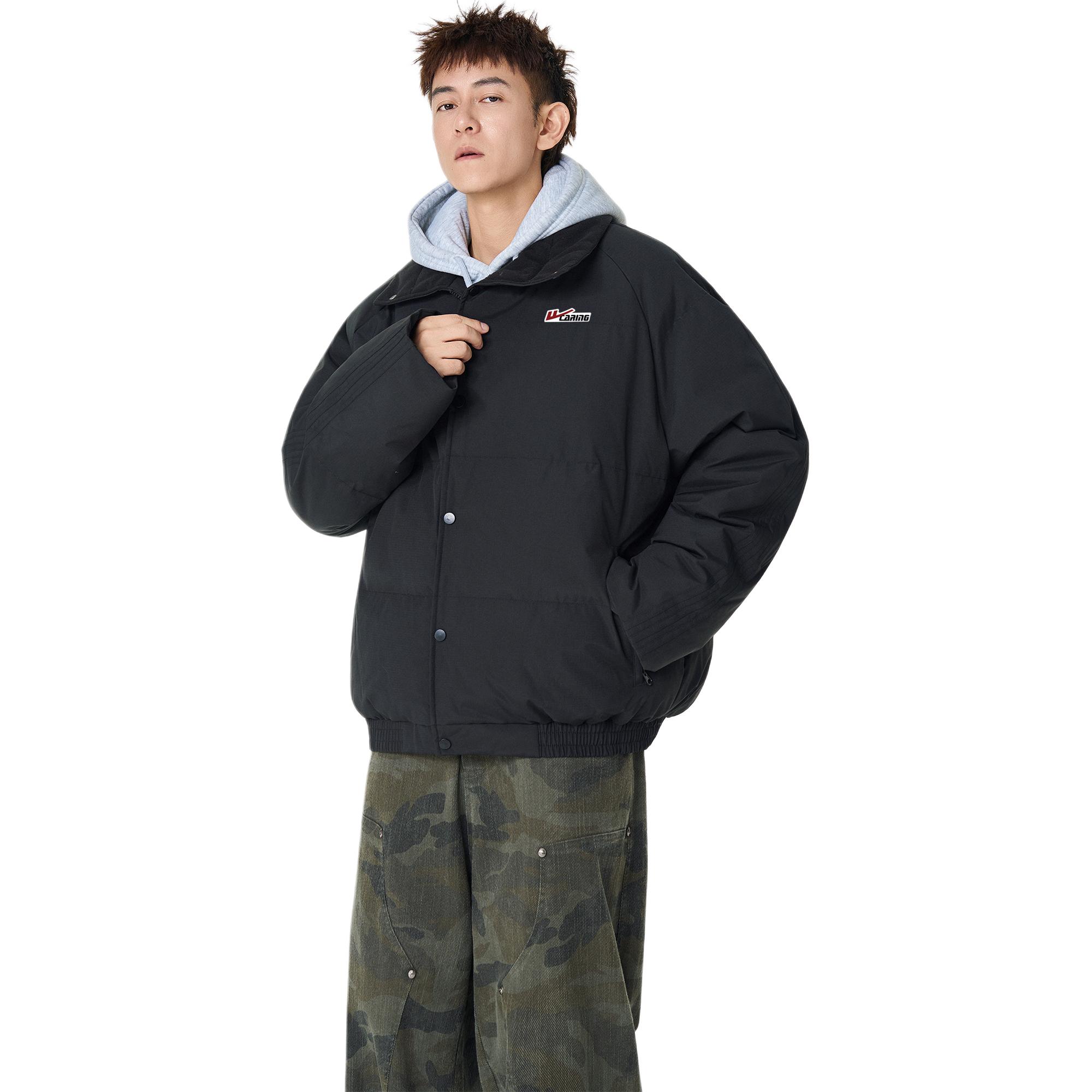 

Пуховик Unisex Lapel Thickened Puffer WARRIOR, черный (diy badge)