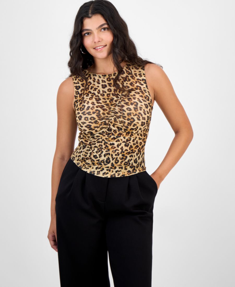 

Женская майка с асимметричным кроем и принтом, эксклюзивно для Macy's Bar III, Leopard