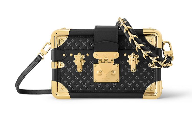 

LOUIS VUITTON Маленький кожаный жесткий чемоданчик через плечо женская черная