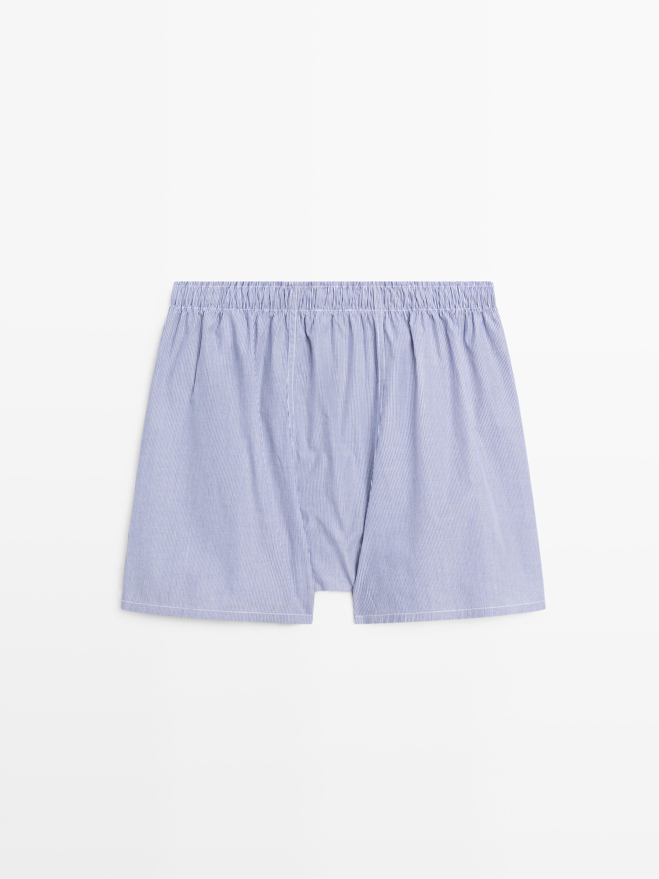 Полосатые боксеры из 100% хлопка Massimo Dutti, navy blue — фото 3