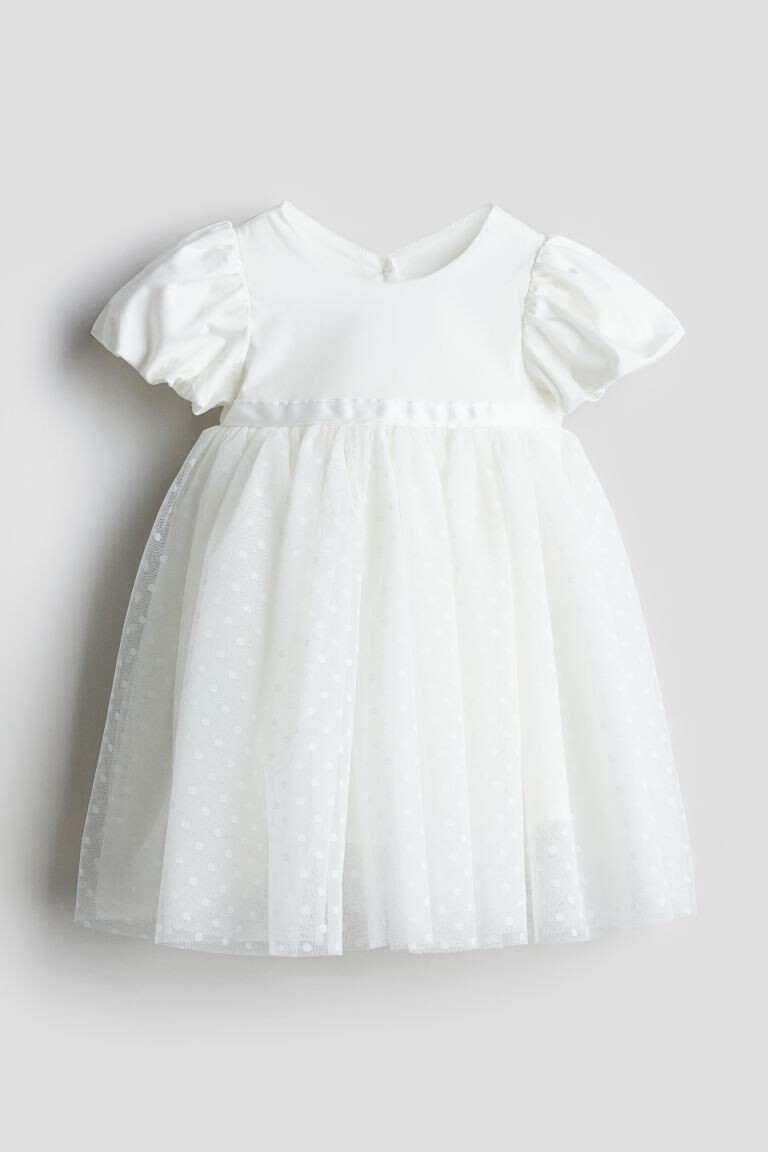 

Платье из тюля с пышными рукавами H&M, белый
