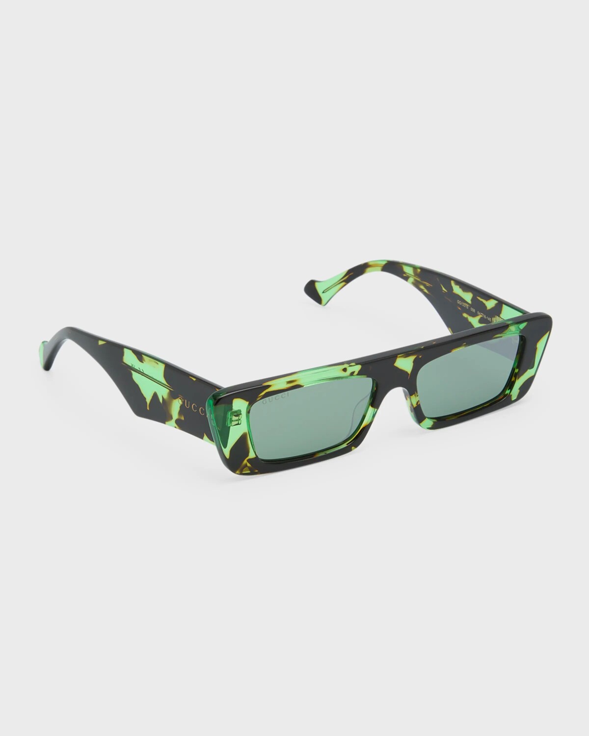 

Мужские прямоугольные солнцезащитные очки из ацетата Gucci, цвет 008 Black Green