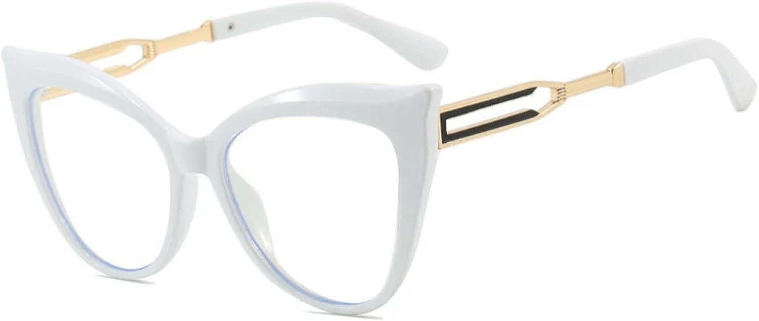 

Винтажные роскошные солнцезащитные очки «кошачий глаз» с ажурными металлическими дужками для женщин и мужчин, дорожные очки для вождения, защита от УФ-излучения UV400 TKKTLLT, White Clear