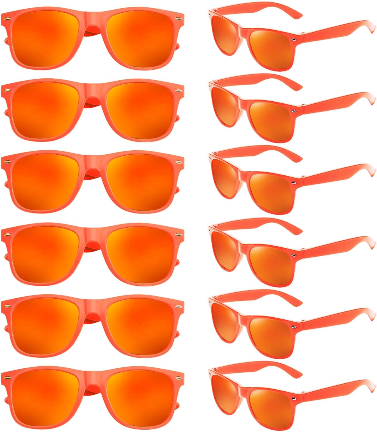 

Набор из 12/24 неоновых солнцезащитных очков с классическими зеркальными линзами для мужчин и женщин, оптом, для дня рождения, пляжа, бассейна, вечеринки SUNOVELTIES, 12 Colored Frame - Orange