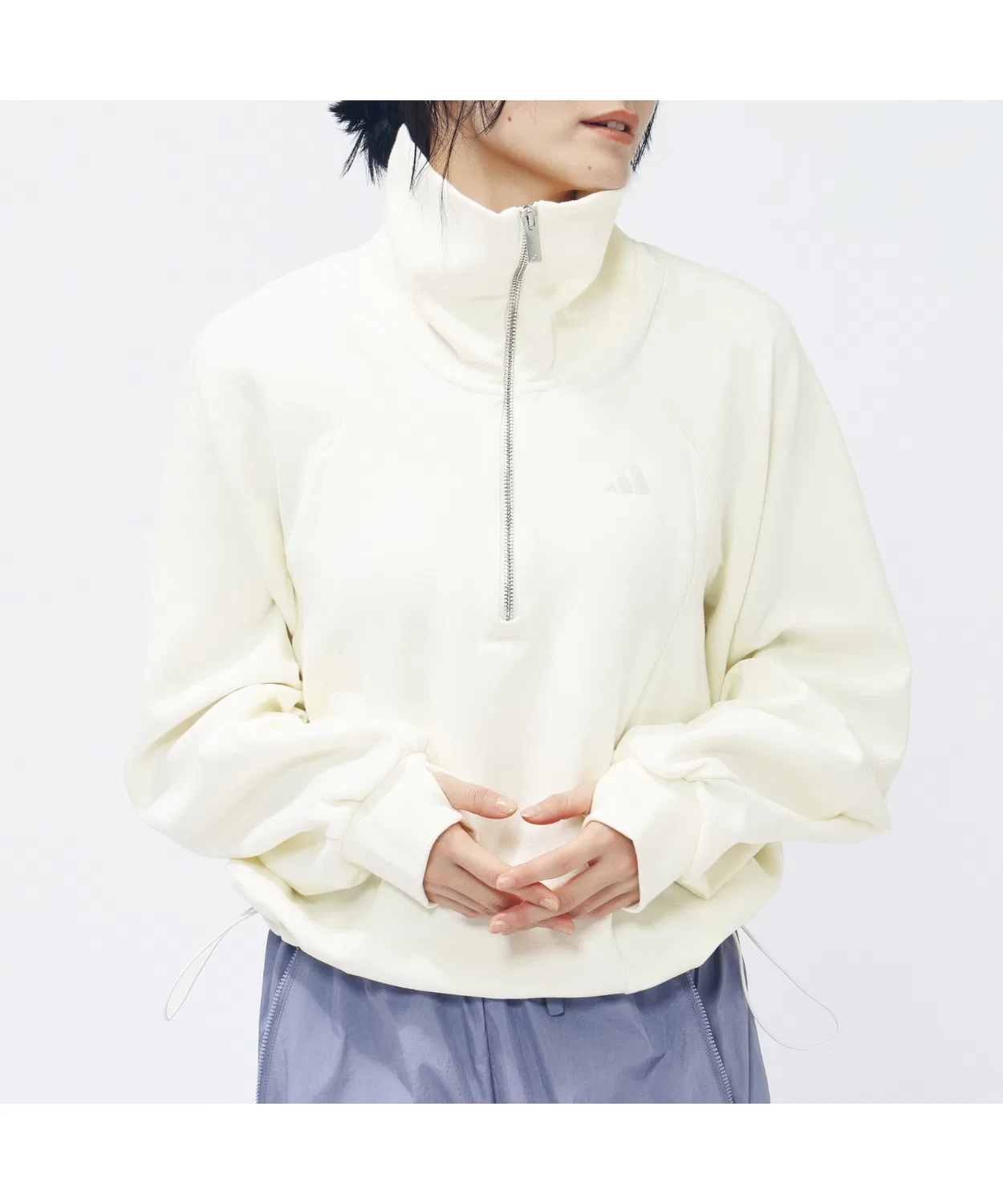 Толстовка adidas Luxflow активная с полузамком, свободная, сиреневая — фото 2