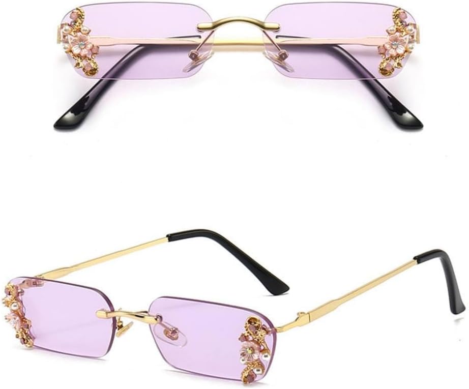 

Солнцезащитные очки MUTYNE без оправы с жемчужными кристаллами и бриллиантами для женщин и мужчин, роскошные солнцезащитные очки с перфорацией, прямоугольной формы, Purpel