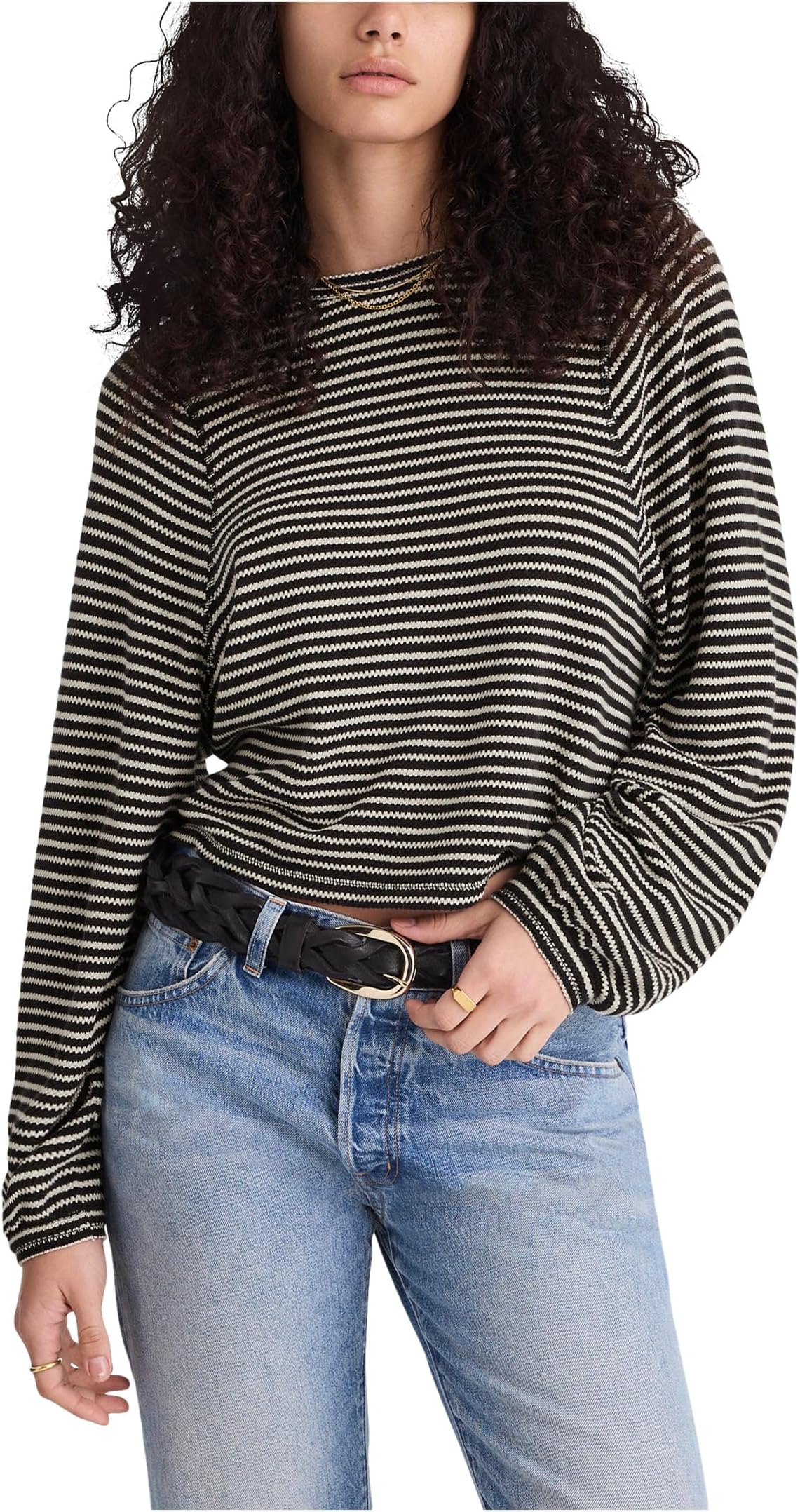 

Футболка Madewell Barbet Long Sleeve Tee Ric Rac Snit, цвет Jet Black