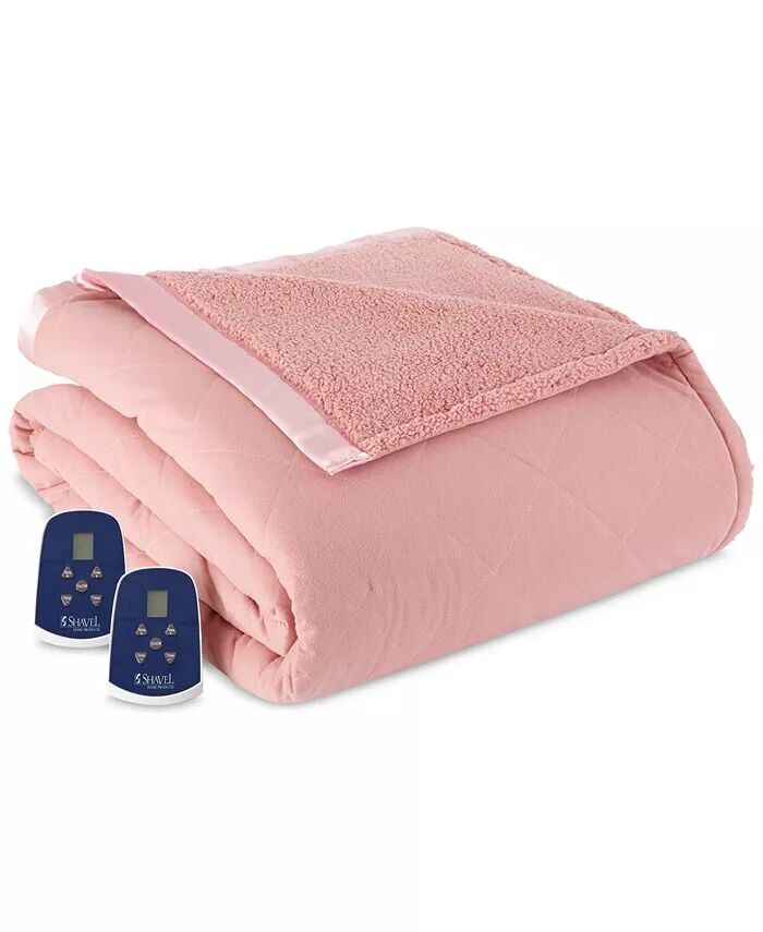 

Двустороннее электрическое одеяло Micro Flannel и Sherpa King Shavel, розовый