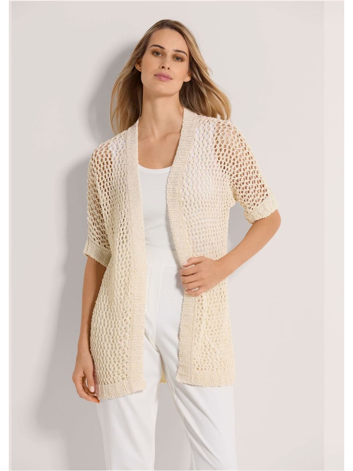 

MADELEINE Длинный кардиган с мерцающим эффектом жемчужно-белого/золотого цвета