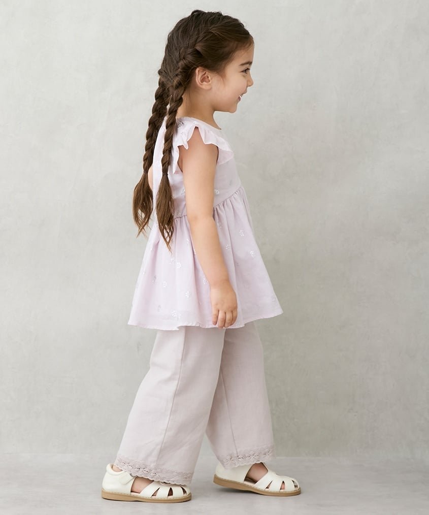 Широкие брюки с боковой шнуровкой (детские) Petit main, Light Pink — фото 3