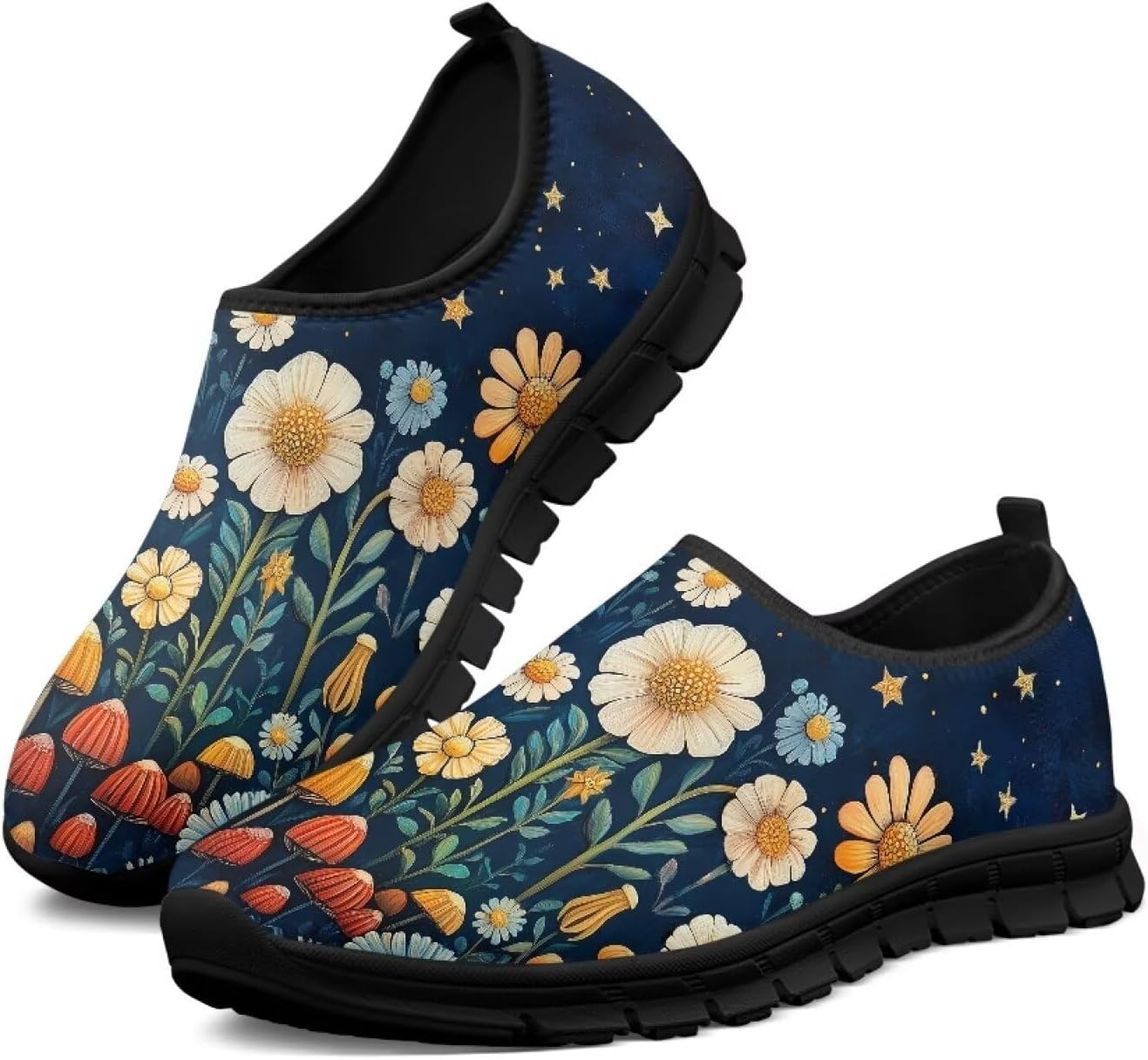 

Мужские модные кроссовки Hresuewn, низкие, с противоскользящей подошвой, повседневная обувь для мужчин, удобные для ходьбы, Mushrooms Daisies