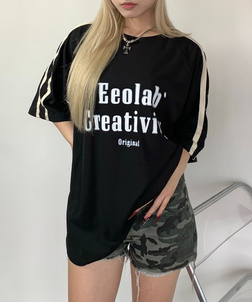 

Футболка оверсайз унисекс с логотипом Sideline, рукава реглан Link lot, черный