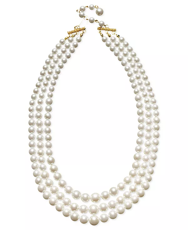 

Трехрядный белый искусственный жемчуг (10 мм) Charter Club, white