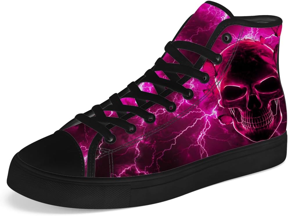 

Кеды на высокой подошве Chebing с рисунком черепа, готические сникерсы на шнуровке, повседневная обувь, подарок для мужчин и женщин, розовый