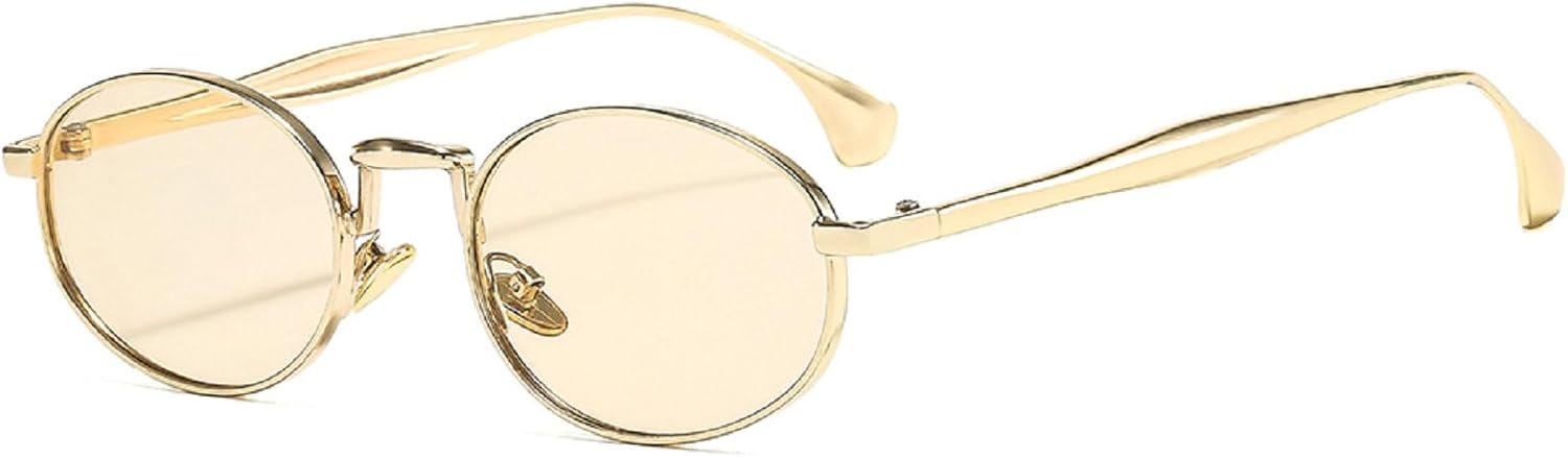 

Солнцезащитные очки овальной формы в маленькой оправе для женщин, винтажные, цвета шампанского, популярные металлические очки с защитой от УФ-излучения UV400 mincl, Champagne