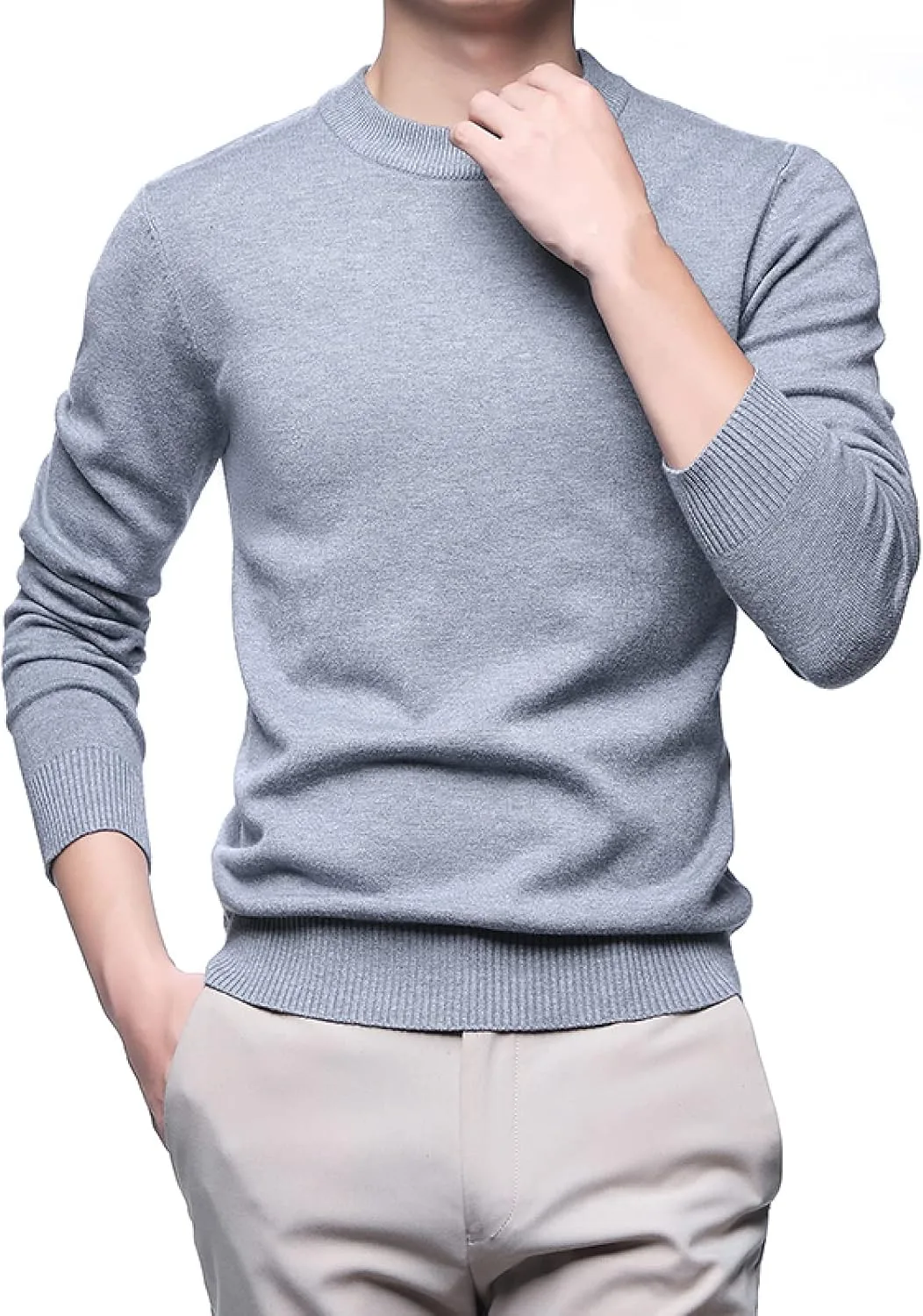 

YAROVA мужской пуловер — вязаный свитер с круглым вырезом, весна-осень, slim fit