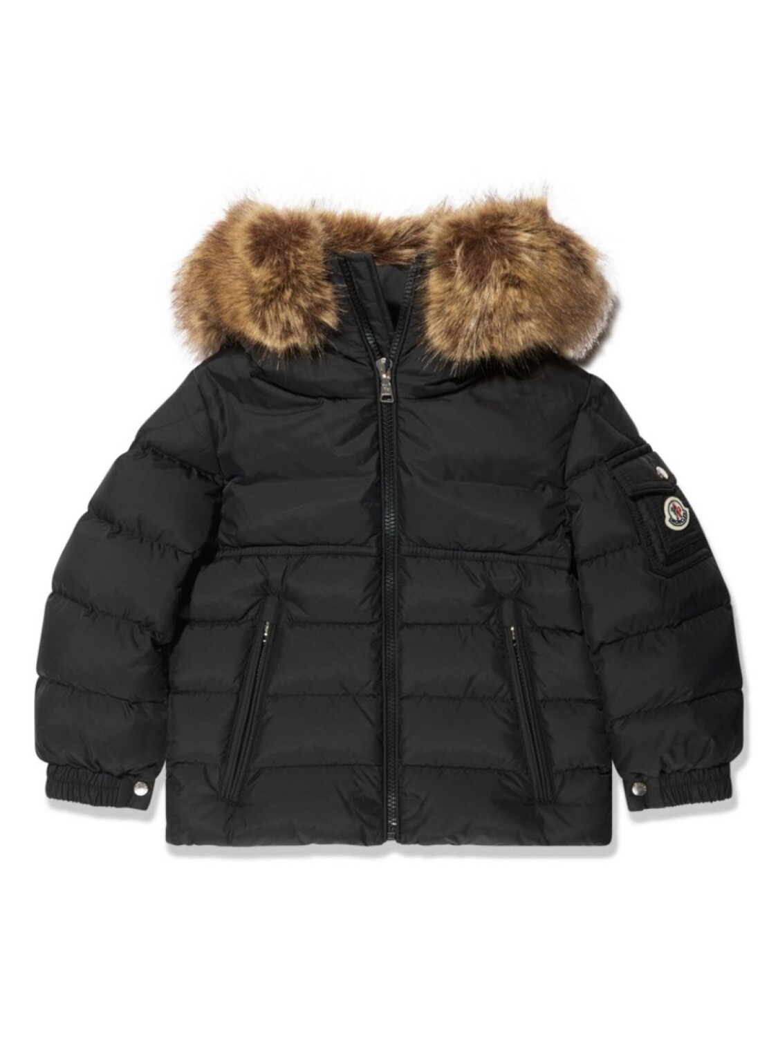 

Moncler Enfant пуховик с капюшоном и логотипом, черный