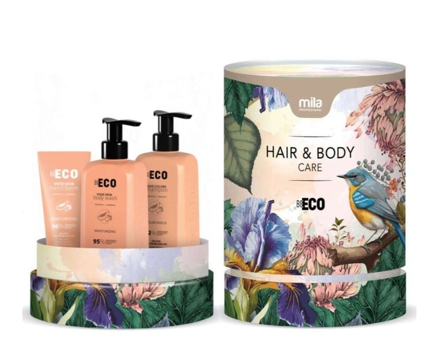 

Mila Pro BE ECO Vivid Set (шампунь 250 мл + гель для душа 250 мл + бальзам для рук 75 мл)